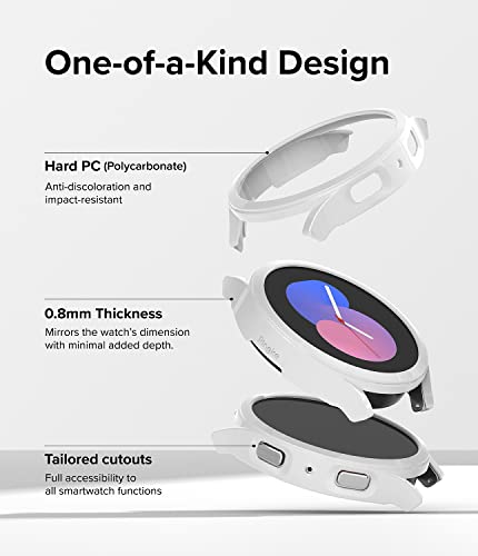 Image of Ringke Slim Case [2 Pack] Compatible with Samsung Galaxy Watch 5 40mm, Watch5 Bezel [Frame Only] Premium PC Hard Thin Cover - Clear & White
