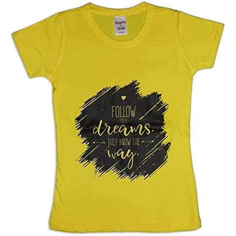 SHOPPE 'N' SMILE Short Sleeve Cotton T Shirt (as8, Age, 9_Years, Regular, 9-10 Years) Yellow Cover