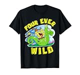 Spongebob 4th Birthday Gift Four Ever Wild 4th Birthday Boys T-Shirt