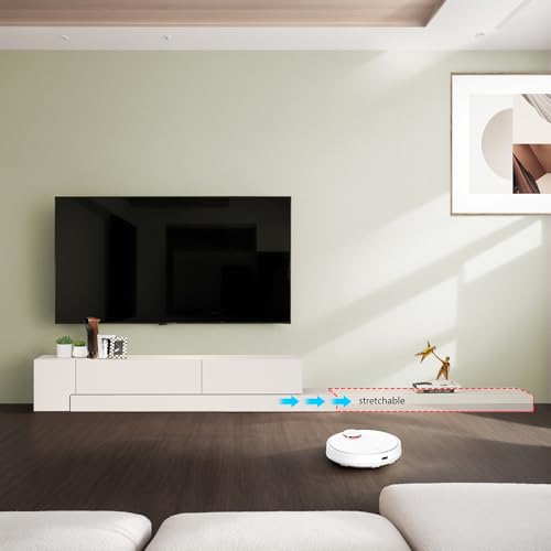 TuckTect Retractable TV Stand, Solid Wood Minimalist TV Shelf, Mid-Century TV Console with 1 Door & 2 Drawers, Adjustable 71'' to 122'' Entertainment Media Console Center Large Storage Under TV by TuckTect - Image 3