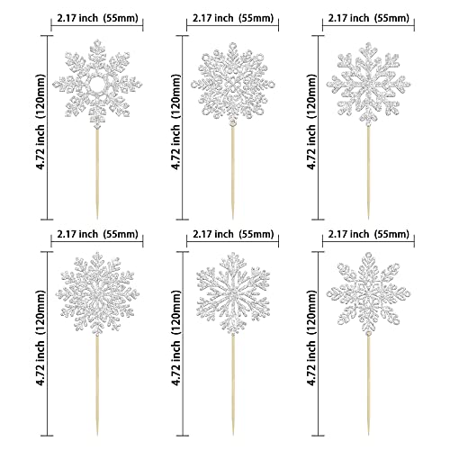 Gyufise 36Pcs Snowflake Cupcake Toppers Glitter Winter Frozen Theme Snowflake Cupcake Picks For Winter Wonderland Baby Shower Kids Birthday Christmas Party Cake Decorations Supplies Silver #TOP1
