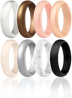 Silicone Rubber Wedding Ring for Women, Dome Solid Glitter & Metallic, Breathable Silicone Wedding Band, Anniversary Rings, Promise Ring, Multi Packs, Multi Colors