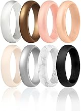 ROQ Silicone Rubber Wedding Ring for Women, Dome Solid Glitter & Metallic, Breathable Silicone Wedding Band, Anniversary Rings, Promise Ring, Multi Packs, Multi Colors