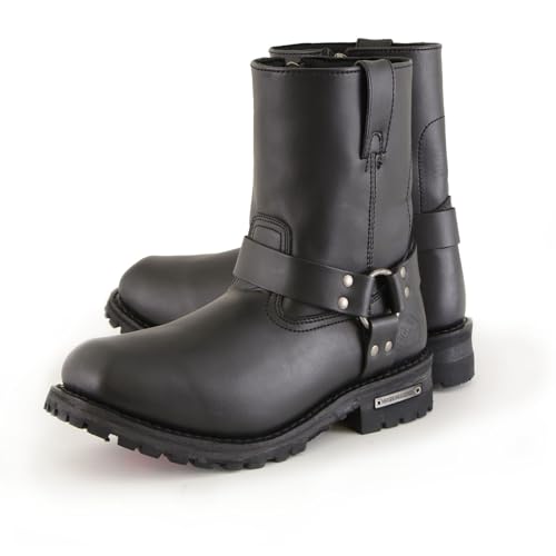 Image of Milwaukee Leather Men's Distressed Gray Leather 11-inch Classic Harness Square Toe Motorcycle Boots MBM9006 | Premium Material, Square Toe, Rider Ready, Durable Everyday Wear