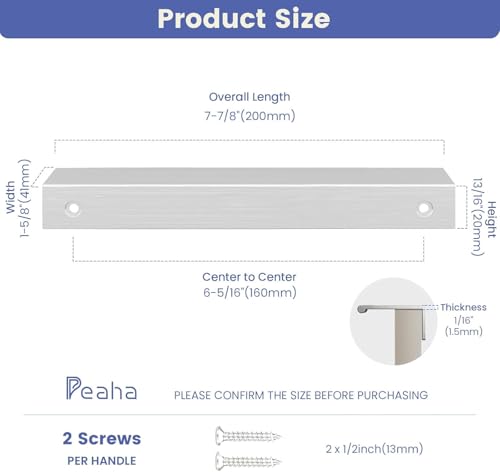 Image of Peaha 40 Pack Kitchen Cabinet Handles 6-5 /16 inch Brushed Nickel Cabinet Pulls