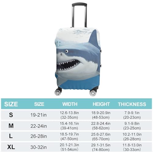 White Shark Travel Luggage Cover Anti-scratch Suitcase Cover Elastic Suitcase Protective Cover Fits 19-32 Inch Luggage L2