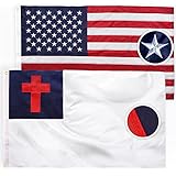 XIFAN Combo Pack: American Flag & Christian Flag 3x5 Outdoor, Heavy Duty 210D Nylon US & Jesus Flag, Strongest Longest Lasting with Embroidered Stars/Sewn Stripes/Brass Grommets