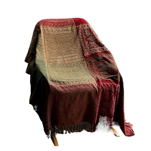 LOVSSU Manta de Hilo con borlas, Estilo Retro, for Cama, sofá, Aire Acondicionado, Viajes, Transpirable, Elegante, de Punto.(C D,220x260cm)