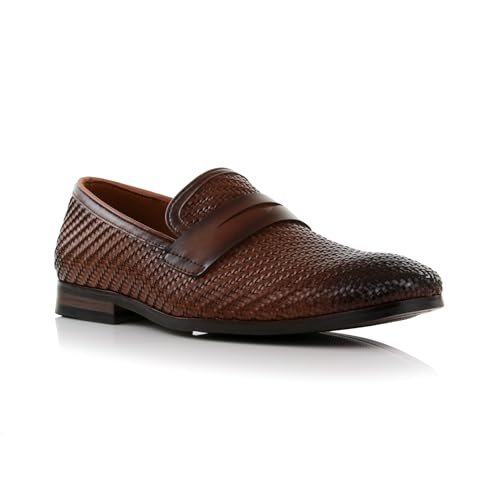 Image of Ferro Aldo Men's Classic Penny Loafers & Slip-On Dress Shoes | Woven, Floral, and Plaid Styles |