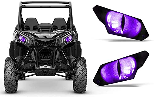 AMR Racing UTV Headlight Eye Graphics Decal Cover Compatible with Can-Am Maverick 1000 X3 Sport - Eclipse Purple