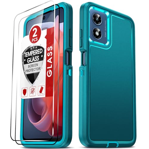 LeYi for Moto-G-Play-2024 Case 4G: Heavy Duty 3 in 1 Full Body Cover, Teal