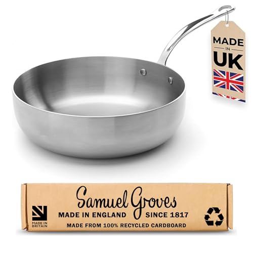 Samuel Groves - Stainless Steel Tri-Ply Chefs Pan, Suitable for All Hobs - Made in England (Long Handle 26cm)