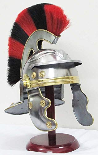 Nautical Replica Hub Casque médiéval du centurion romain de chevalier avec doublure intérieure pour costume d'Halloween avec plume rouge et noire
