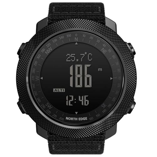 Image of NORTH EDGE Men's Outdoor Sport Altimeter Barometer Compass Digital Military Watch: Apache, Black