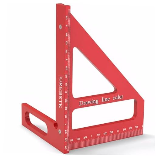 GREBSTK 3D Multi Angle Measuring Ruler, 45/90 Degree Carpenter Square Aluminum Miter Drawing Line Ruler, Imperial Woodworking Square Tools Precision Protractor for Woodworking and Engineering