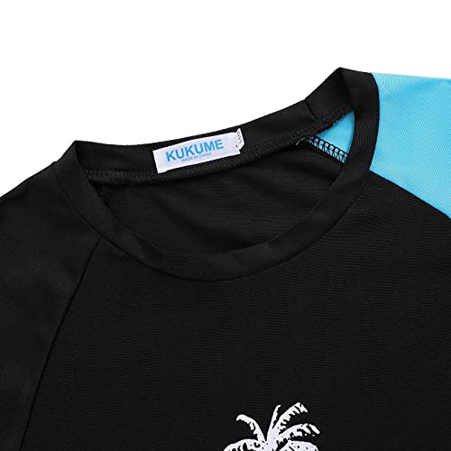 Kukume Boys' Rash Guard Set - 2 Piece Sun Protection Kids Short Sleeve Sunsuit Hawaii Palm Tree Swimwear 7-8 Years #TOP2