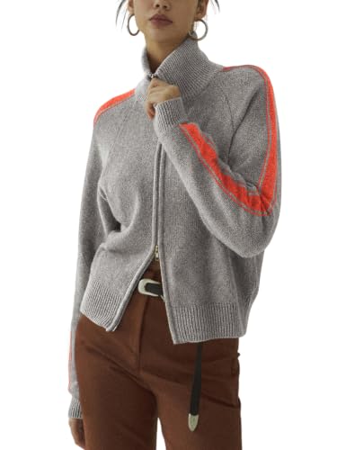 Image of Qiaomai Womens Cardigan Sweaters Zip Up Long Sleeve Knit Sweater Jacket Open Front Outerwear Coats