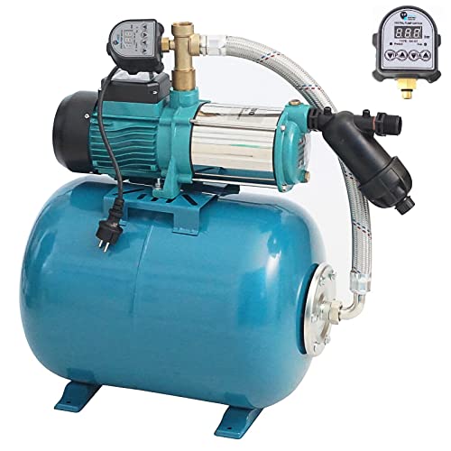 50L Hauswasserwerk 5-stufige Gartenpumpe MHi1300-6000l/h - elektronischer Druckschalter inkl. Trockenlaufschutz