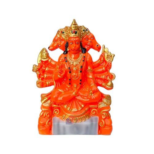 Image of Hanuman murti - Hanuman Idol for Home Decor & Office - Panchmukhi Hanuman - (25 cm) (sindoori)