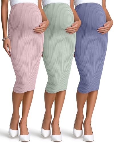 Sweetyweee - Sweetyweee 3 Pack Women's Ribbed Maternity Skirts - Medium Size, 3-Color Set - Best Deal on Amazon