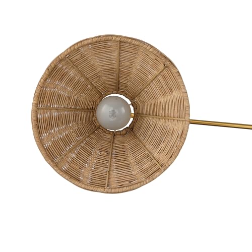 Image of Nathan James Celeste Rattan Wall Light, Modern Farmhouse Wall Mounted Plug in Light, Wall Mount Reading Lamp for Bedside with Rattan Shade