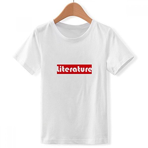 T-Shirt Littérature Blanc Crew Neck Rouge Multicolore Garçon DIYthinker
