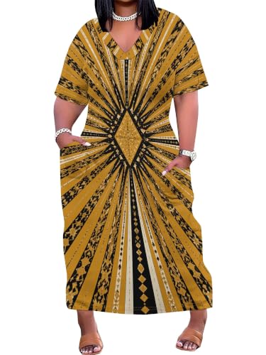 Image of PinkPatty Women's Oversize V Neck Short Sleeve Maxi Dress with Pockets