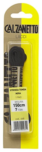 Lacets ronds noirs Calzanetto 150 cm anti-nœud lâche pour chaussures montantes