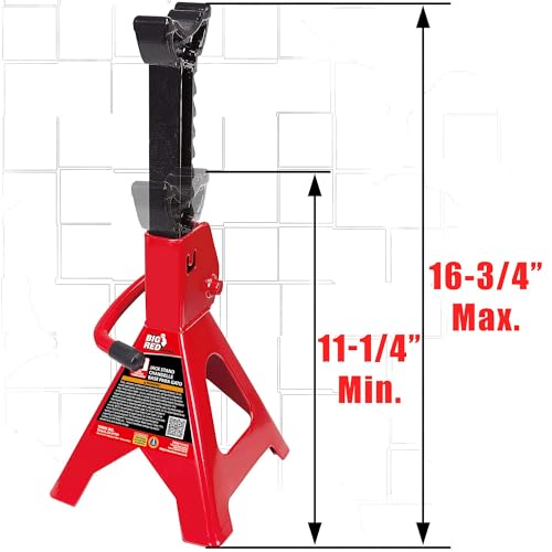 Image of Big RED 3 Ton Heavy Duty Steel Jack Stands, Capacity Car Lifting Stand,1 Pair