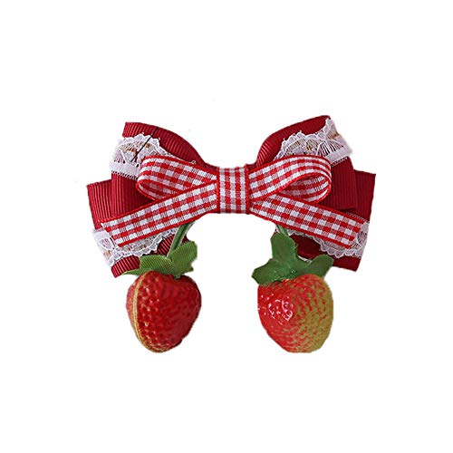 Pinza para el pelo de fresa para niña, accesorio para el cabello Lolita de encaje 1 pares (color 1)
