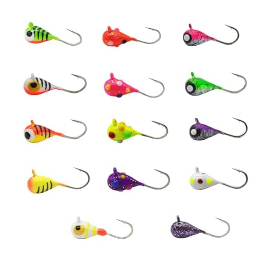 Tungsten Ice Fishing Jig Set Ice Fishing Lures, Max Sensitive Tungsten Tear Drop Ice Jig Head Hook for Panfish, Crappie, Walleye, Perch, Trout, Bluegill (14 Colors Combination, 5MM, 1/15 OZ)