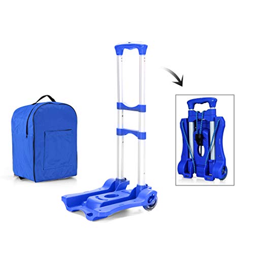 Carretilla portátil plegable ligera con ruedas sólidas azul miniatura 1