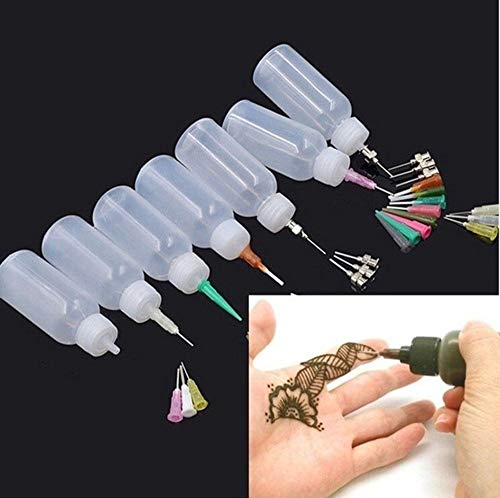 2Pcs Jagua Henna Temporary Tattoo Kit Applicator Bottles With 16 Tips Needles For Henna Tattoo Cone Tattoo Bottle Kits - Qty 2 & 16 Tips #TOP1