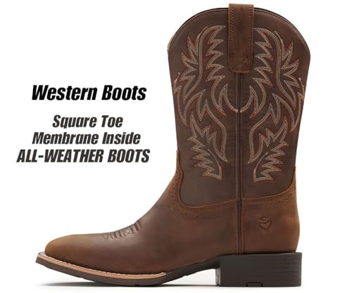 SUREWAY Cowboy Boots For Men - Mens Square Toe Western Boot,Oil/Slip Resistant,Durable Fashionable Classic Pull on 10 Inch Boots Mid Calf Wellington Boots2