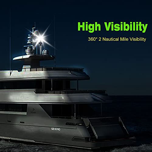 BLUERICE Luz de popa dobrável para barco, luz de navegação marítima, branca, luz de âncora ajustável