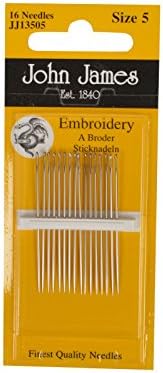 John James Hand Sewing Embroidery Needles - Size 5 - 12/pk