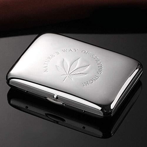 ShiSyan Doble Pistola Caso de Cigarrillos, Metal Caso de Cigarrillos, Caso de Cigarrillos con Estilo de los Hombres de 16 Paquetes, c�lido y rollizo (Color: Plata, Tama�o: 9.4 * 7 * 1.9cm) Humidores