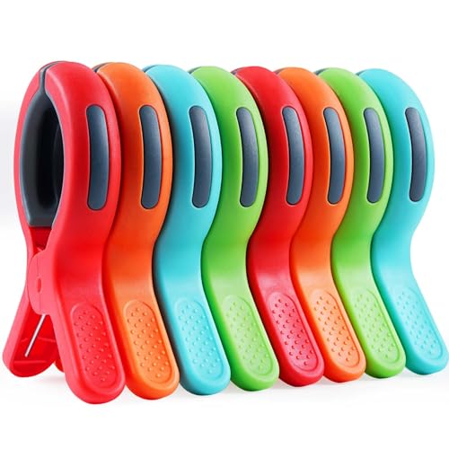 8 Pcs 4 Inch Large Beach Towel Clips for Sun Loungers, Sunbed Towel Clips Towel Pegs for Sun Lounger, Beach Pegs Sunbed Clips for Towels, Laundry Clip Table Cloth Clips for Outside Pool Cover Clips