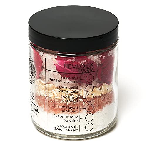 Hemlock Park Coconut Milk Bath Soak | Organic Coconut Milk, Botanicals, Dead Sea, Epsom, And Himalayan Pink Mineral Salts (Scarlet Rose, 8 Oz) #TOP2