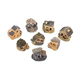 SUNCN 8個 ミニ樹脂ハウス 小型フェアリーガーデン用 微景観オーナメント かわいい石造風デザイン 軽量で耐久性あり インテリア 屋外飾り