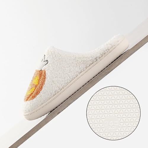 Image of Womens Mens House Slippers Retro Comfy Warm Plush Slip on Fluffy Memory Foam Home Sippers for Winter Indoor Outdoor