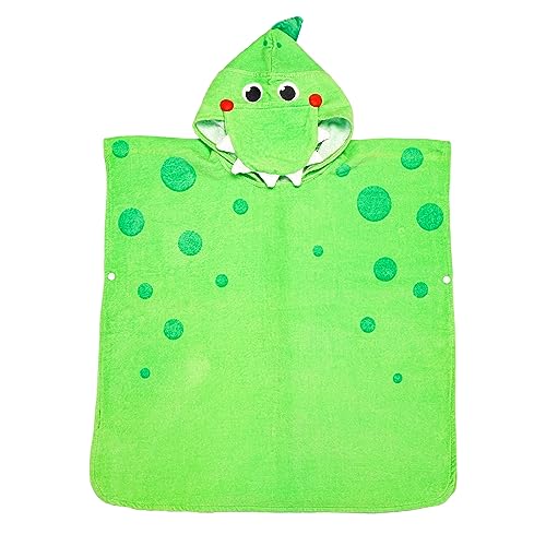 Image of LOLANTA Kids Boys Girls Terry Cloth Cover UPs Children's Hooded Bath Towels Dinosaur, Boys Beach Towel Pool Poncho Swim 100% Cotton (Green Crocodile,1-3T)