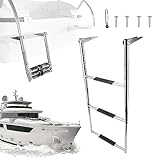 Xiwhuua Escaleras Telescópicas | 3 Peldaños Acero Inoxidable Extensible | Escalera Telescópica para Yates | para Barco Yate Piscina Cubierta Hombre Mujer Niño Niña
