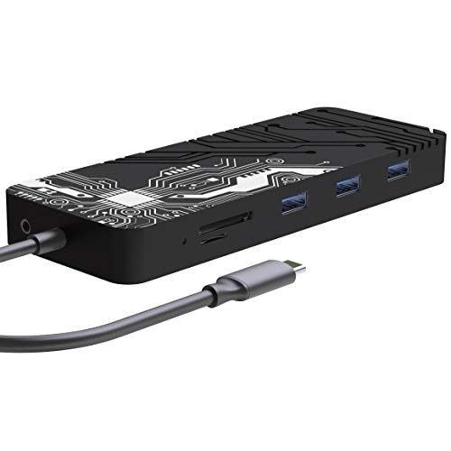 Hottest Sales Guanda Laptop Docking Station, USB C PD Charging Hub, 13-in-1 USB Hub with Ethernet, HDMI, DP, VGA, 4 Port-USB 3.0, Micro/SD/TF Memory Card Readers for Mac, Alienware Computers - GD10 Obsidian Black