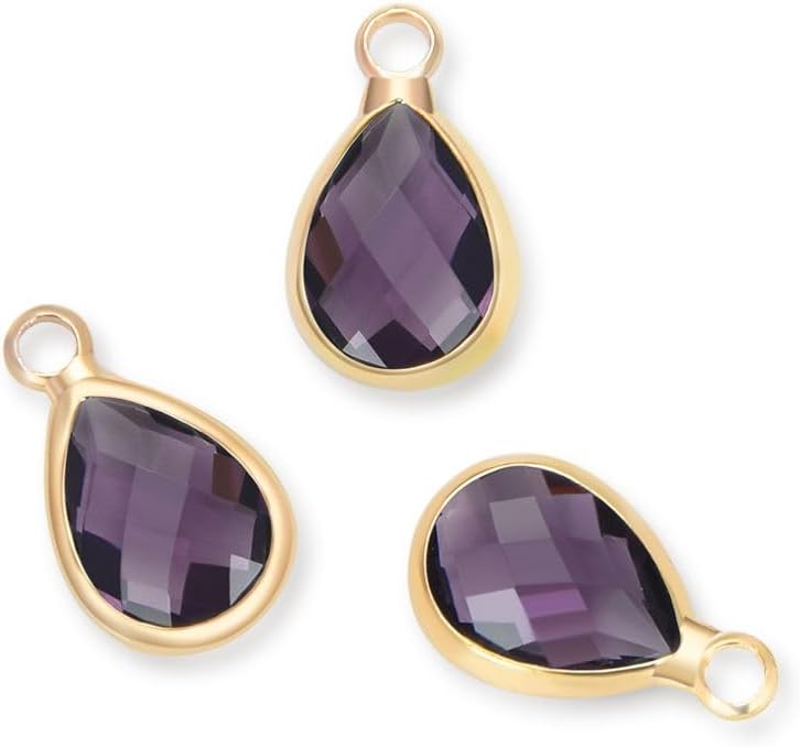 Adabele Grade A Birthstone Pendant Drop 11mm 14mm 16mm 18K Yellow Gold Plated For Personalized Earrings Bracelet Necklace Anklet Pendant Keychain Craft Jewelry Making