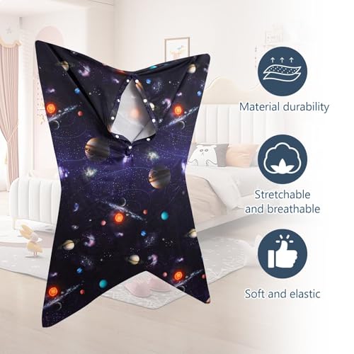 Image of Sensory Body Sock for Kids, Galaxy Space Full Body Sock Wrap for Autistic Children to Relieve Stress, Star Planet and Solar System Decor Relaxing Sensory Compression Body Sack for Kids