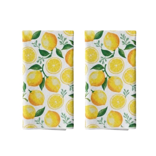 Zelkome Lemon Kitchen Towels, 18" x 26" Microfiber Dish Towels Set of 2