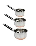 ROYAL SAPPHIRE Cookware Set - Sauce Pan Small, Medium, Large. - Copper Bottom - Stainless Steel - Multipurpose Sauce Pan with Handle- 3 Pcs. Set. Heavy Gauge