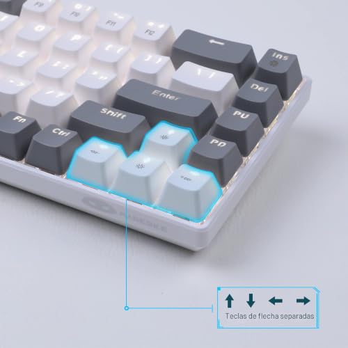 Teclado mecánico 60% gris y blanco MK-Box con interruptor azul y cable para PC Windows 2