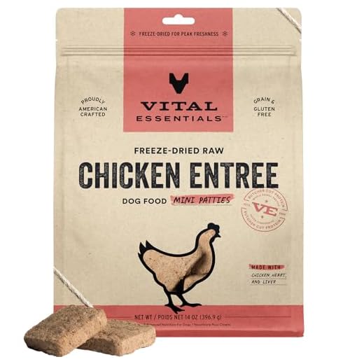 Vital Essentials Freeze Dried Dog Food, Raw Chicken Mini Patties | Complete Meal or Topper | High Protein, Grain Free Dry Dog Food | 14 oz Bag